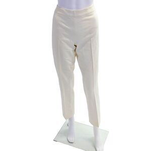 Rani Arabella Womens Flat Front Zip Up Pull On Straight Leg Pants Cream Size 6